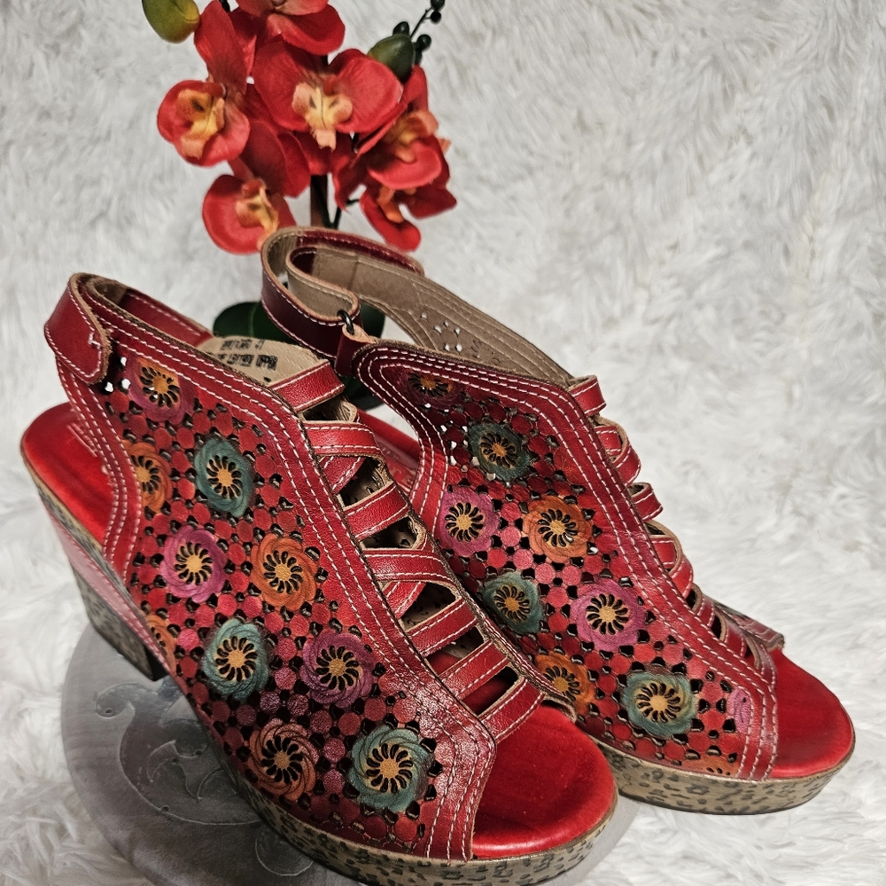 Spring Step Patrizia Red Sandals - image 1